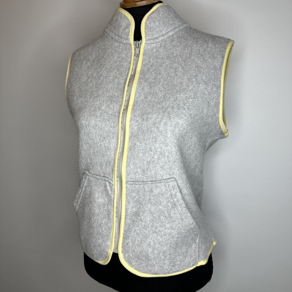 Rave 4 Real Vintage 90s Y2K Womens Small Gray Vest Yellow Trim Zip Pockets USA